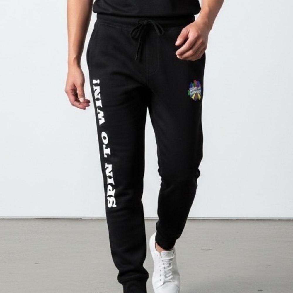 Wheel of Fortune Spin to Win Black Graphic Jogger Sweatpants Mens XL 2024 Promo